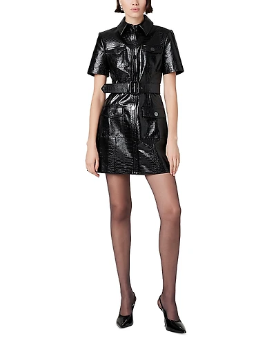 Toccin Lydia Short Sleeve Faux Leather Dress
