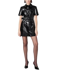 Toccin Lydia Short Sleeve Faux Leather Dress
