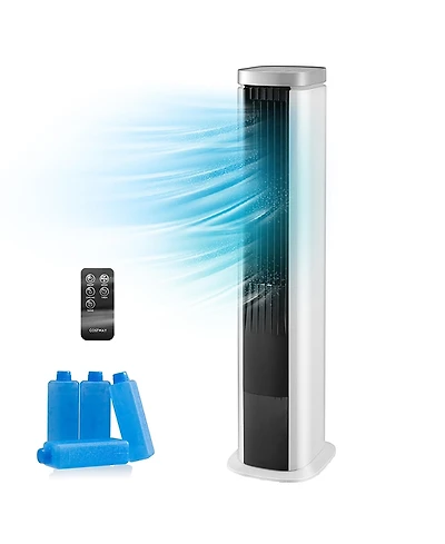 Costway 3-In-1 Portable Evaporative Air Cooler 40'' Bladeless Cooling Tower Fan with Timer