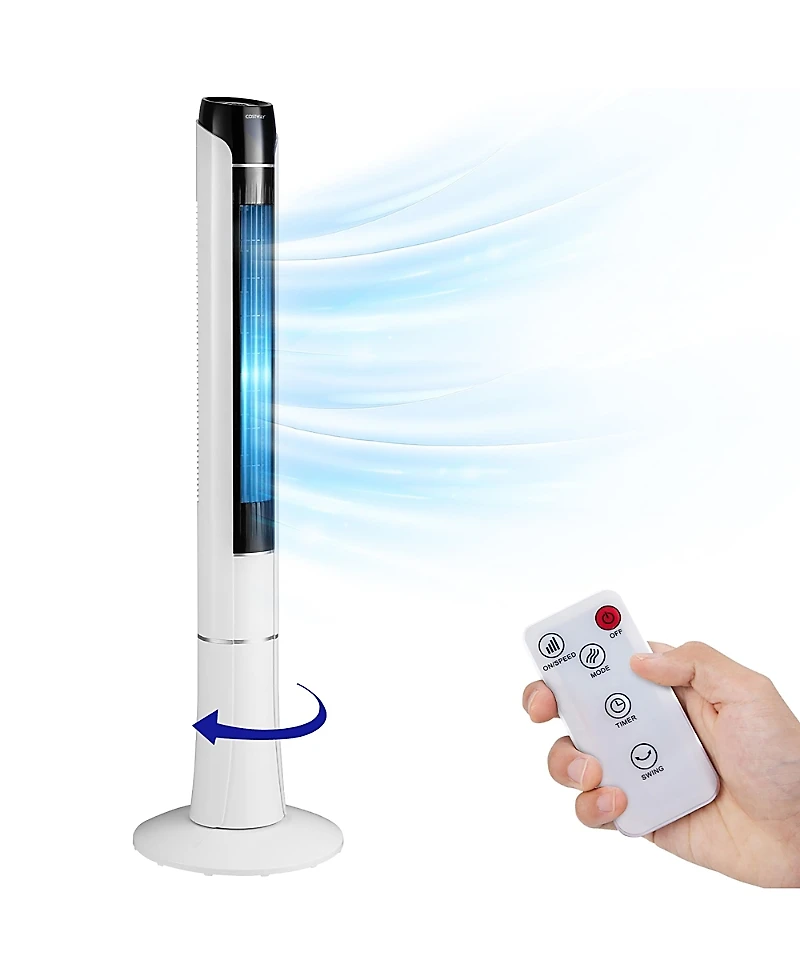 Costway 48'' Portable 80A Oscillating Bladeless Tower Fan with Remote & Led Control