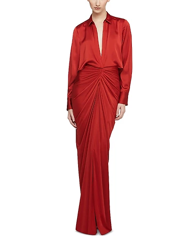 Halston Katrine Jersey Satin Gown