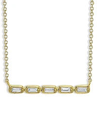 Moon & Meadow 14K Yellow Gold Diamond Baguette Necklace, 0.16 tcw