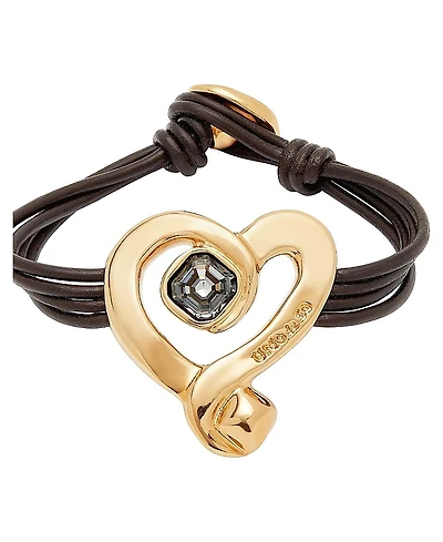 UNOde50 Black Crystal Heart Leather Bracelet