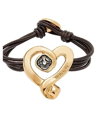 UNOde50 Black Crystal Heart Leather Bracelet