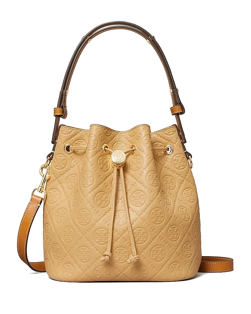 Tory Burch T Monogram Leather Bucket Bag