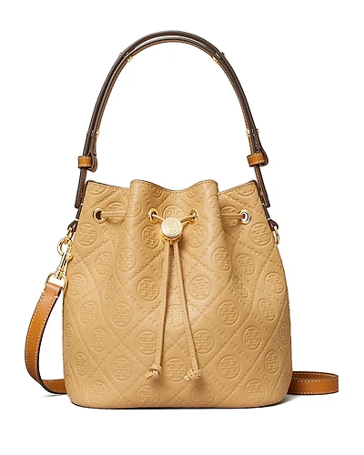 Tory Burch T Monogram Leather Bucket Bag