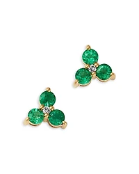 Bloomingdale's Fine Collection Emerald & Diamond Trio Stud Earrings