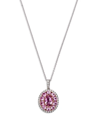 Bloomingdale's Fine Collection Pink Sapphire & Diamond Halo Pendant Necklace