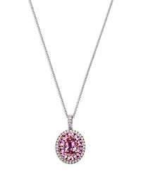 Bloomingdale's Fine Collection Pink Sapphire & Diamond Halo Pendant Necklace