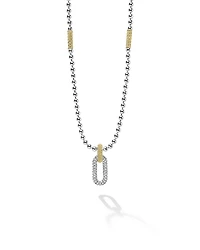 Lagos 18K Yellow Gold & Sterling Silver Caviar Lux Diamond Clip Pendant Necklace, 16-18