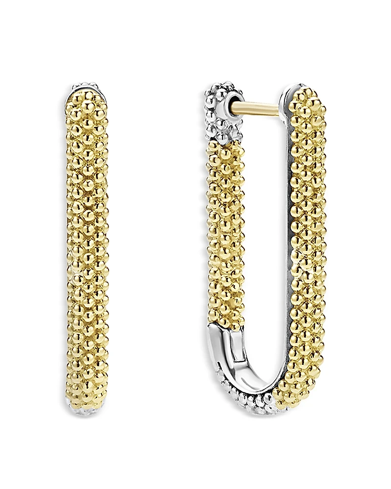 Lagos 18K Yellow Gold & Sterling Silver Caviar Lux Beaded Oval Hoop Earrings - Exclusive