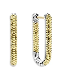 Lagos 18K Yellow Gold & Sterling Silver Caviar Lux Beaded Oval Hoop Earrings - Exclusive