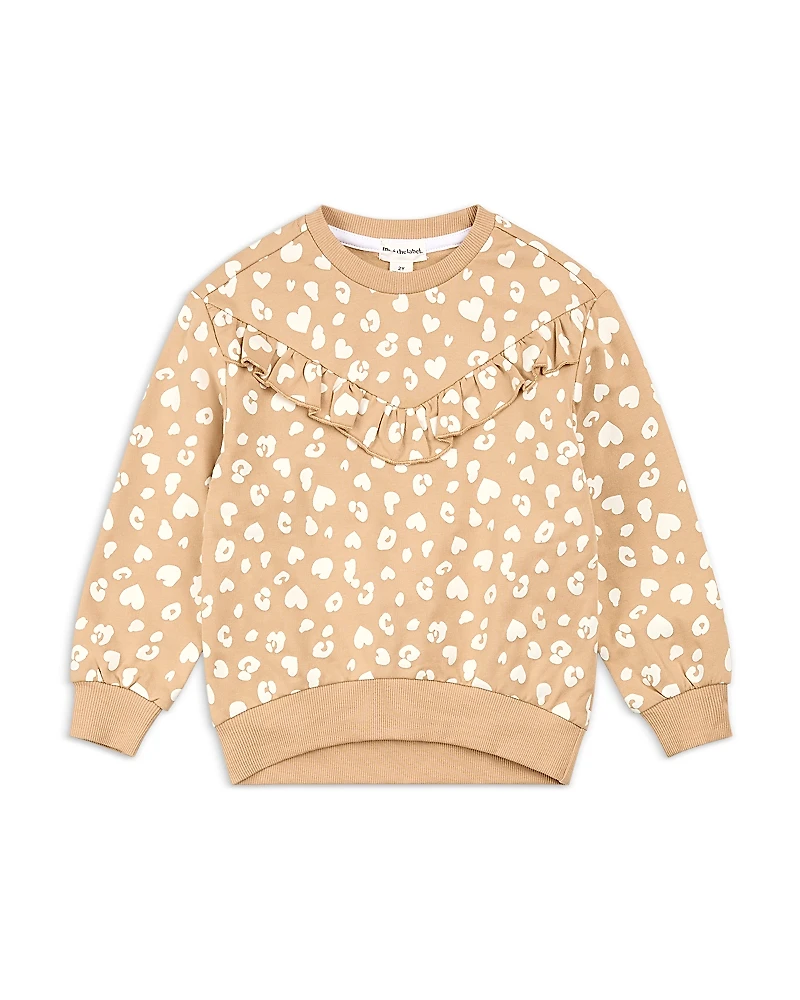 Miles The Label Girls' Cheetah Print on Candied Ginger Sweatshirt - Little Kid