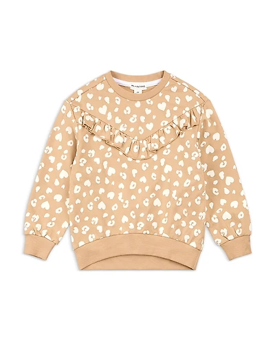 Miles The Label Girls' Cheetah Print on Candied Ginger Sweatshirt - Little Kid