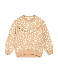 Miles The Label Girls' Cheetah Print on Candied Ginger Sweatshirt - Little Kid