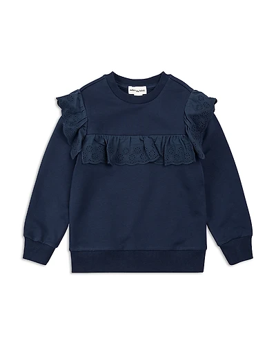 Miles The Label Girls' Eyelet Detail Long Sleeved Top - Little Kid