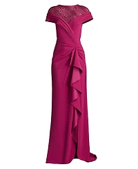 Yura Waterfall Flounce Gown