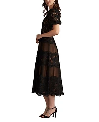 Belline Embroidered Chiffon Midi Dress
