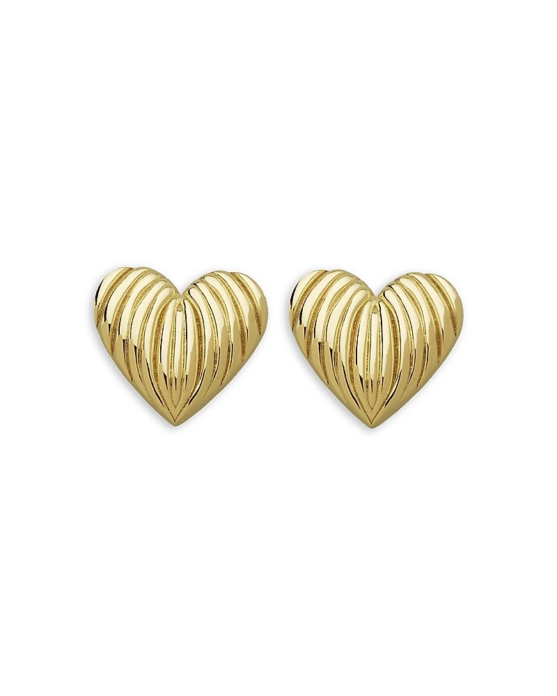 Jennifer Zeuner Luba Textured Heart Stud Earrings