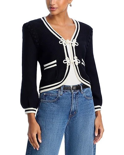L'Agence Kaito Contrast Trim Crop Cardigan