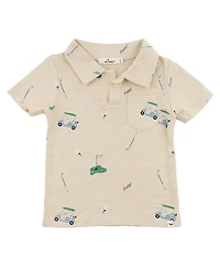 oh baby! Boys' Spencer S25 Golf Print Slub Polo Shirt - Little Kid
