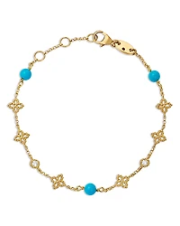 Roberto Coin 18K Yellow Gold Principessa Turquoise & Diamond Flower Bracelet