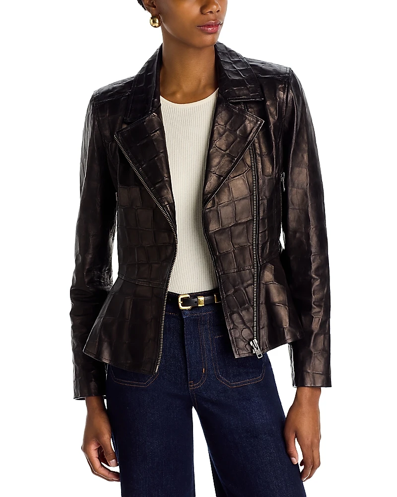 L'Agence Lyric Peplum Biker Jacket