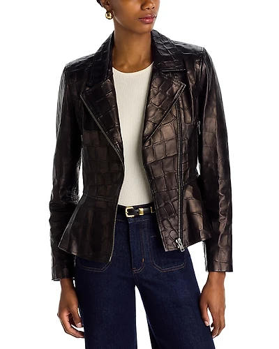 L'Agence Lyric Peplum Biker Jacket