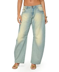 Edikted Cayden Low Rise Denim Washed Barrel Jeans