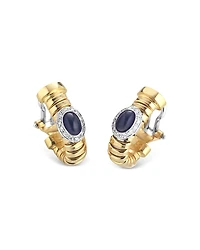 Alberto Milani 18K Yellow Gold ViaGiardino Blue Sapphire & Diamond Tubogas Huggie Hoop Earrings