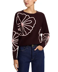 T Tahari Floral Embroidered Sweater