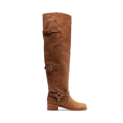 Farm Rio Women's Distressed Leather Over The Knee Boots