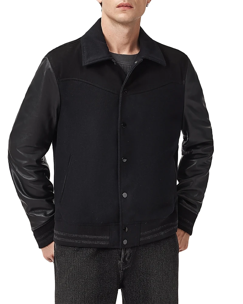 Allsaints Endleton Mixed Media Western Bomber Jacket