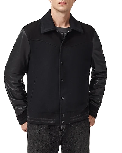 Allsaints Endleton Mixed Media Western Bomber Jacket