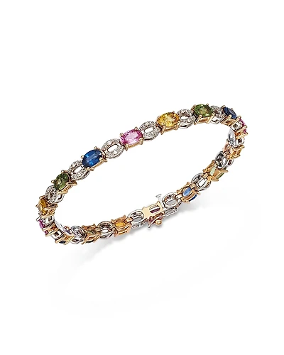 Bloomindale's Fine Collection Rainbow Sapphire & Diamond Tennis Bracelet
