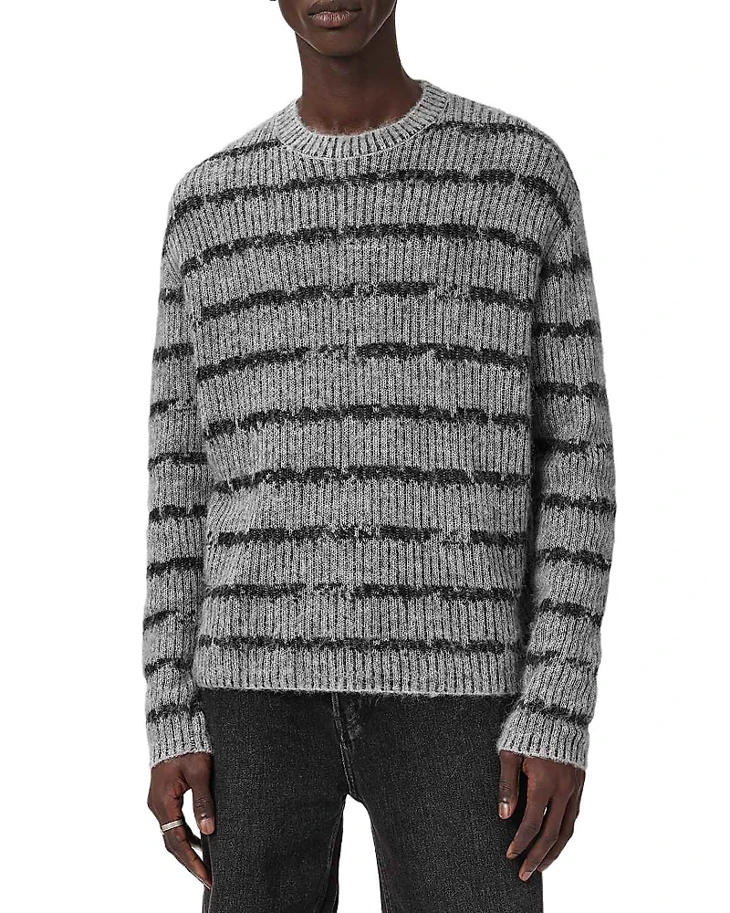 Allsaints Dissolved Striped Crewneck Sweater