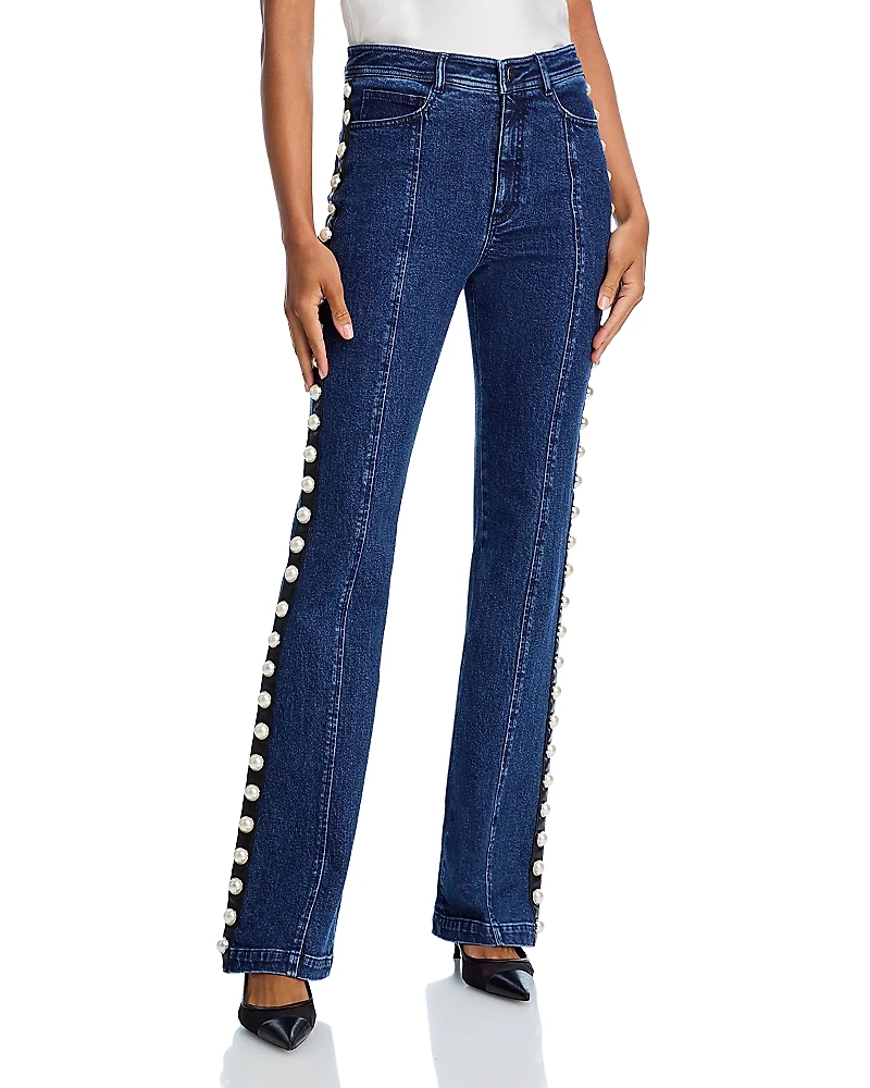 Cinq a Sept Embellished High Rise Slim Jeans