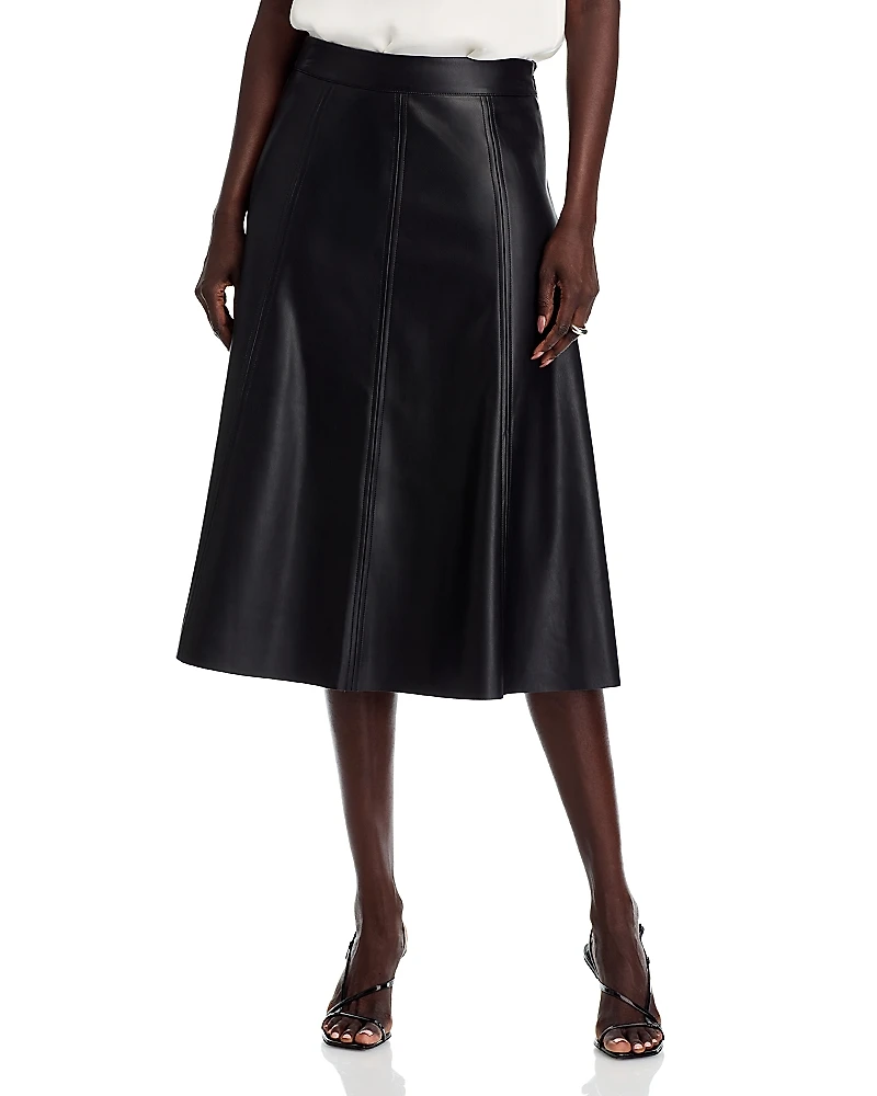 T Tahari Faux Leather Midi Skirt