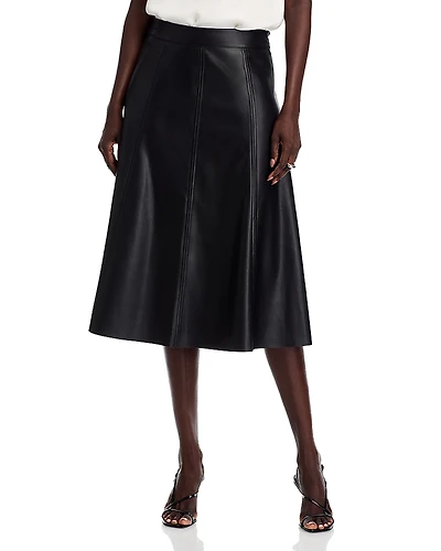 T Tahari Faux Leather Midi Skirt