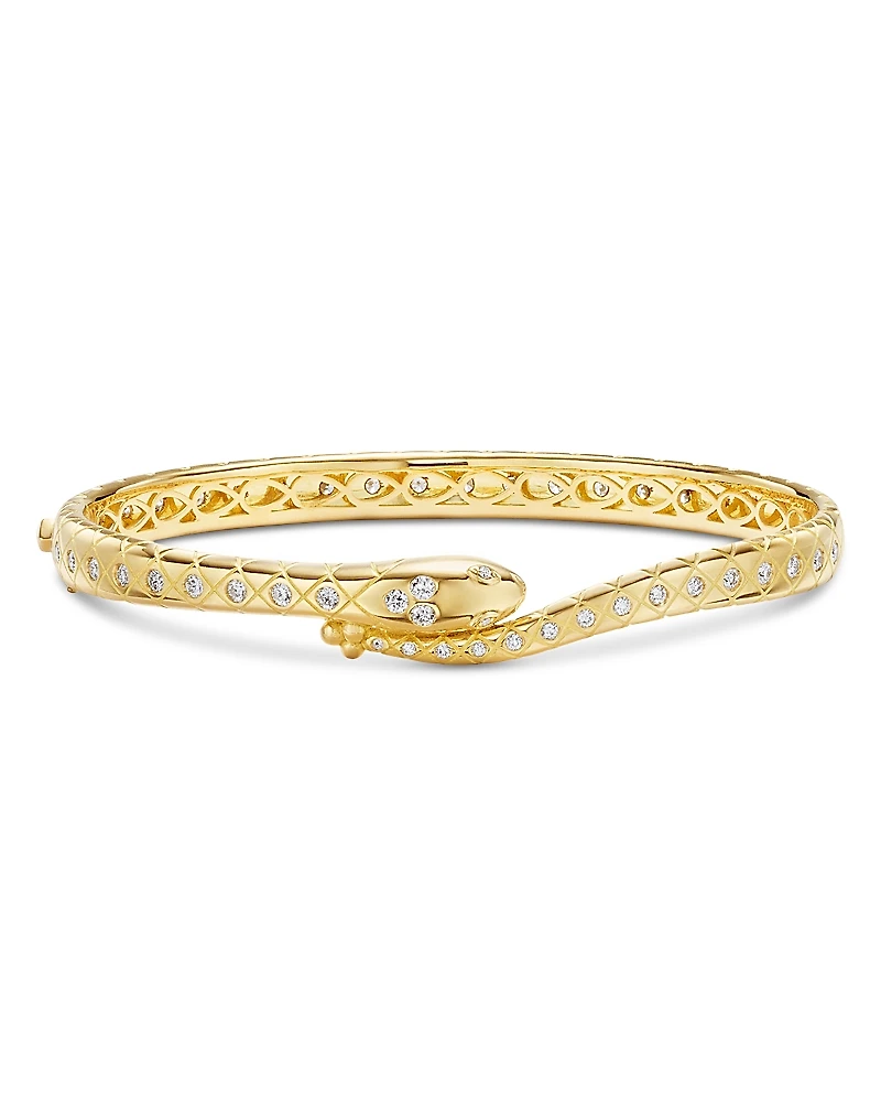 Temple St. Clair 18K Yellow Gold Fj Diamond Delphi Serpent Bangle Bracelet