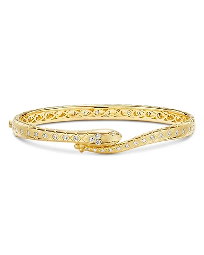 Temple St. Clair 18K Yellow Gold Fj Diamond Delphi Serpent Bangle Bracelet