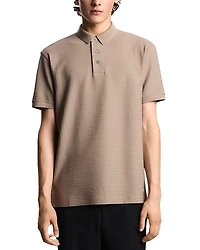 Emporio Armani Textured Allover Geometric Square Jacquard Motif Polo Shirt