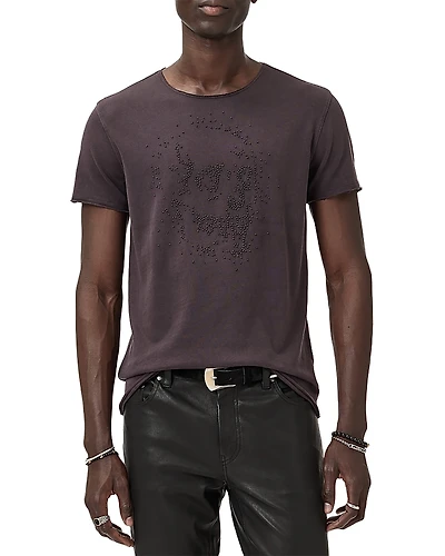 John Varvatos Raw Edge Beaded Skull Tee