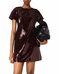 Maje Requina Embroidered Sequin Dress