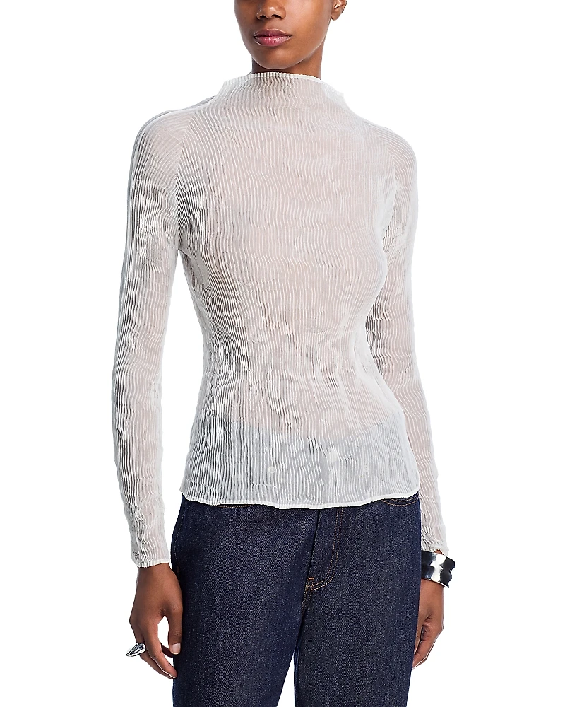 Issey Miyake Chiffon Twist Long Sleeve Top
