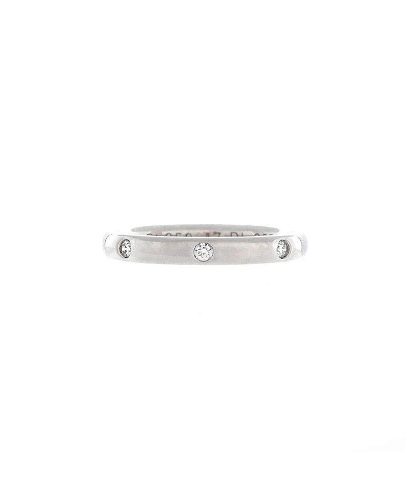 Pre-Owned Van Cleef & Arpels 2.5mm Tendrement Etoiles Wedding Band Ring Platinum with 3 Diamonds