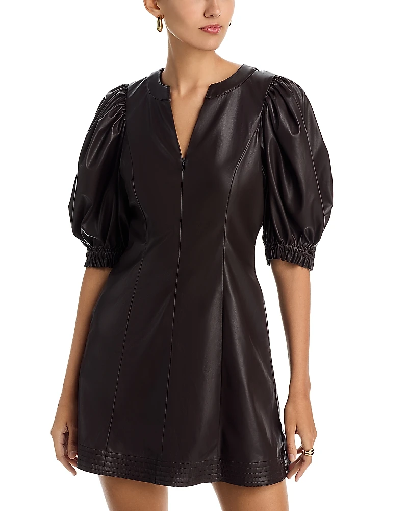 Stellah Faux Leather Puffed Sleeve Dress