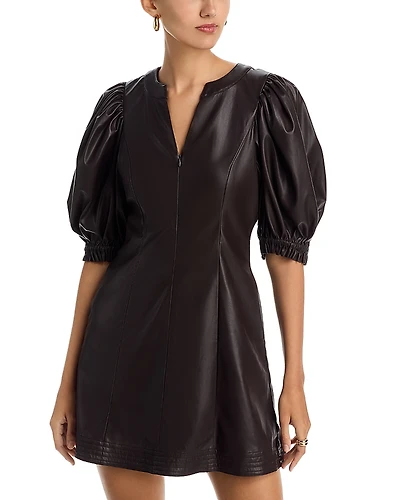Stellah Faux Leather Puffed Sleeve Dress