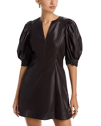 Stellah Faux Leather Puffed Sleeve Dress