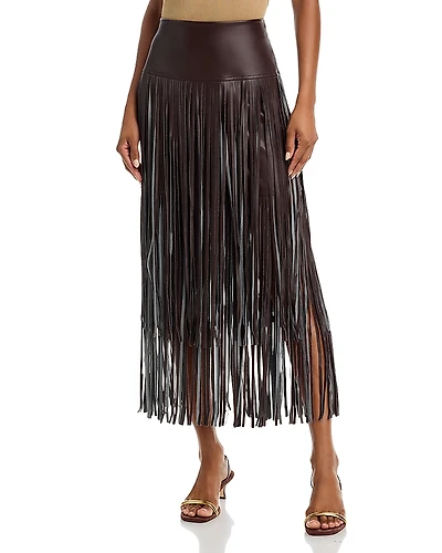 L'Agence Karolina Faux Leather Fringe Skirt